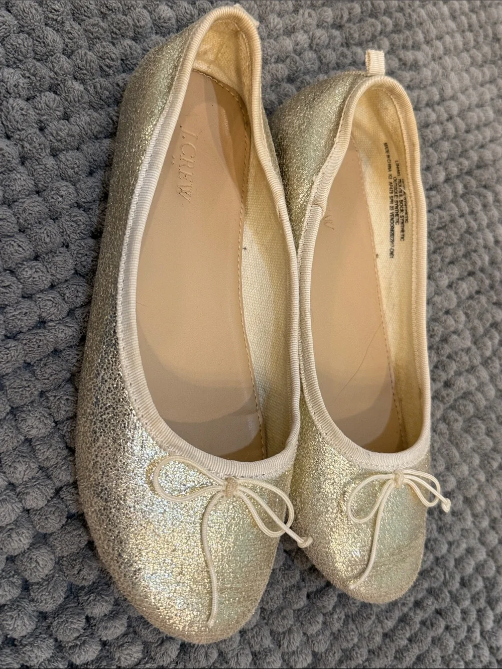 J. Crew Metallic Gold Glitter Ballet Flats